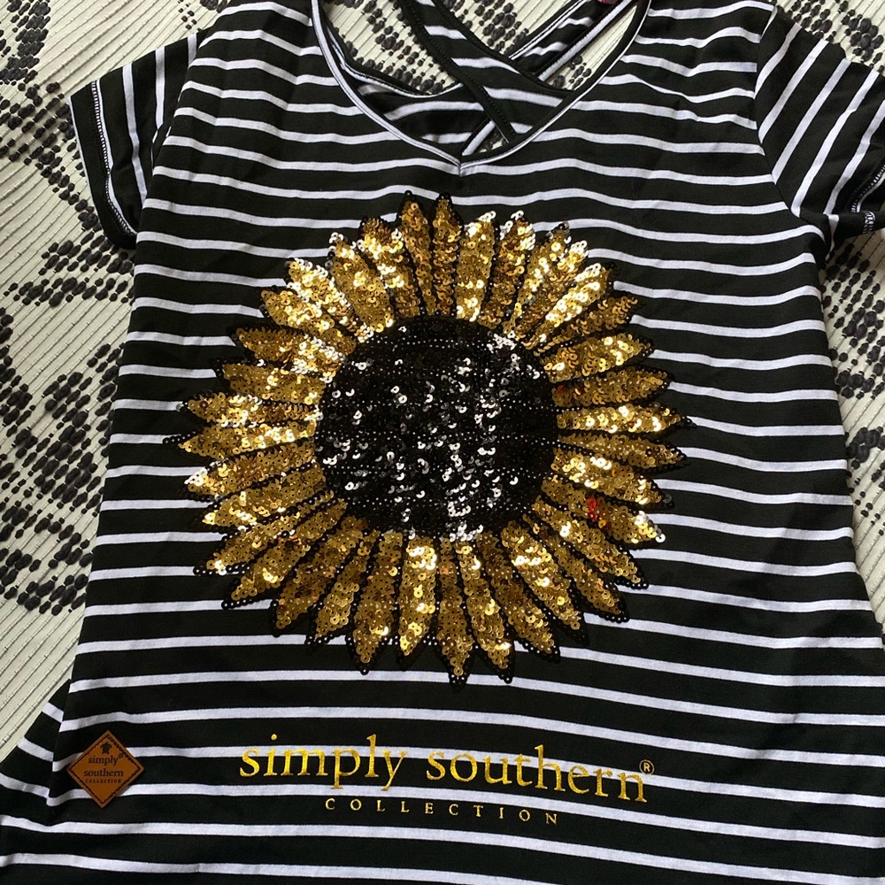 Simply southern collection sequins flower shirt